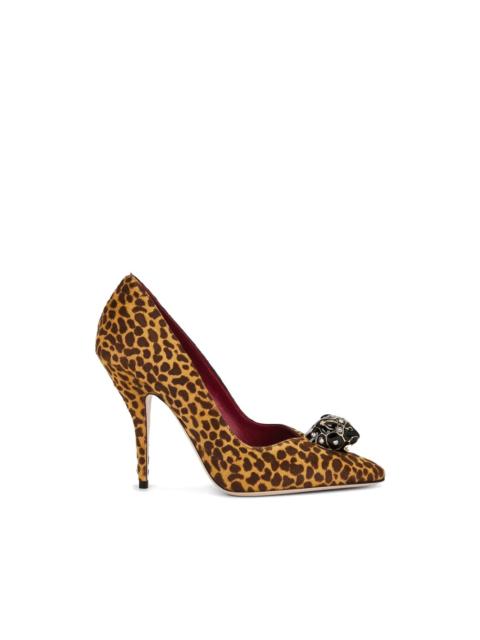 leopard-pattern embellished pumps
