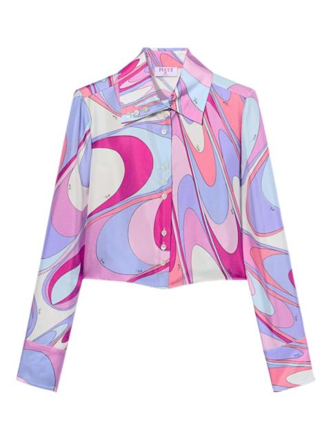 onde-print silk shirt
