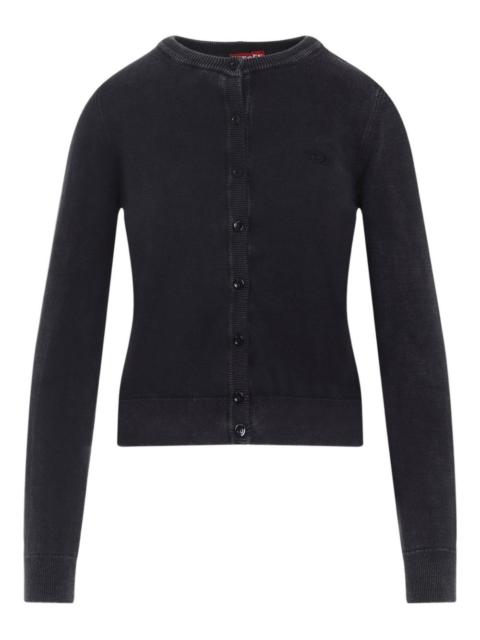 button-fastening logo-embroidered cardigan