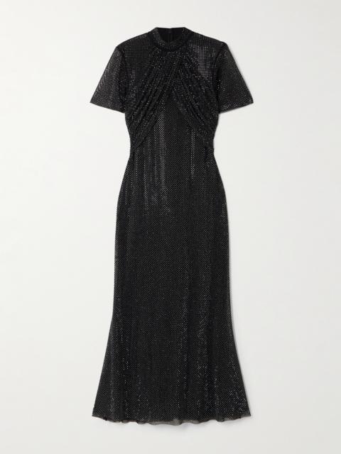 Crystal-embellished Gathered Tulle Midi Dress