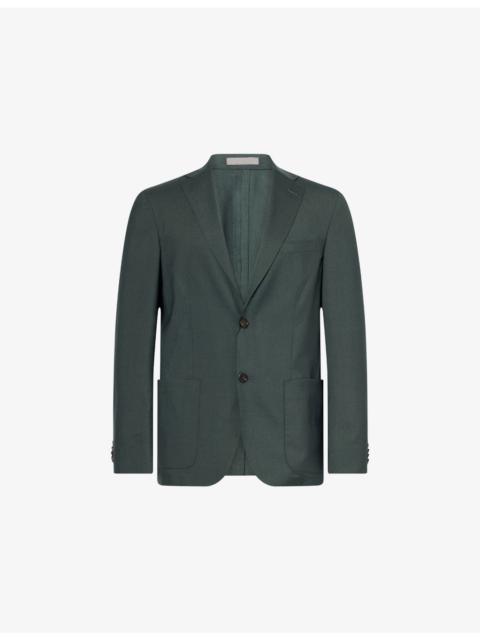Regular-Fit Notch-Lapels Wool And Silk Blazer