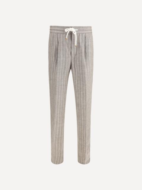 Linen Pinstriped Twill Pants