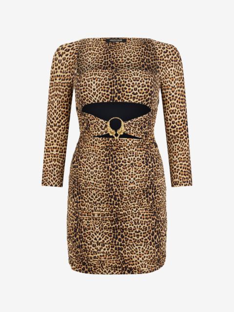 Mini Dress with Baby Jaguar Print and Cut-Out Detail