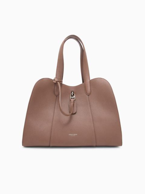 LARGE PEBBLED LEATHER TOTE BAG