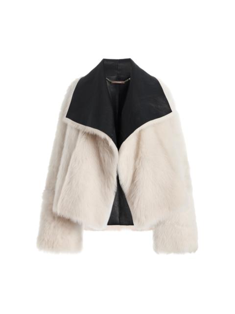 Birthday Reversible Cropped Shearling Coat ivory