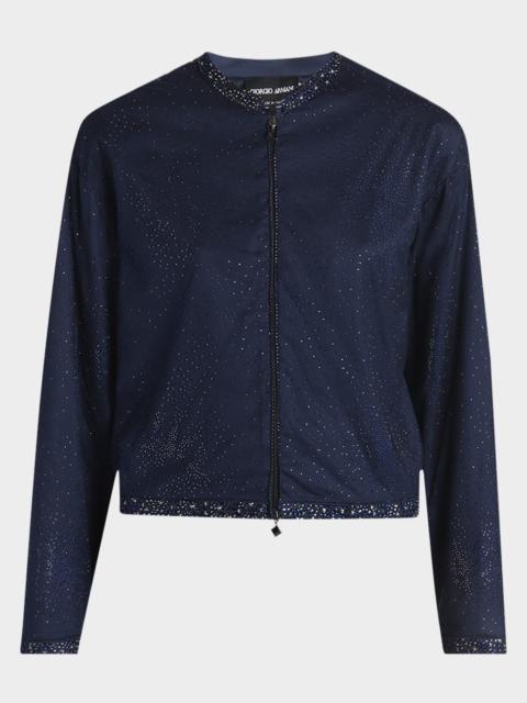 Embellished Tulle And Silk Bomber Jacket