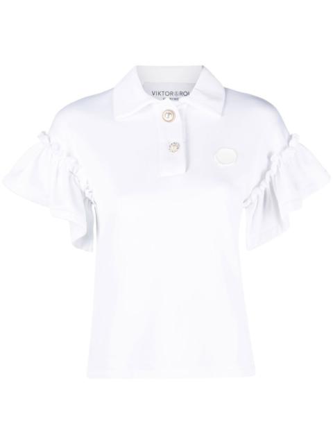 ruffle-sleeve polo shirt