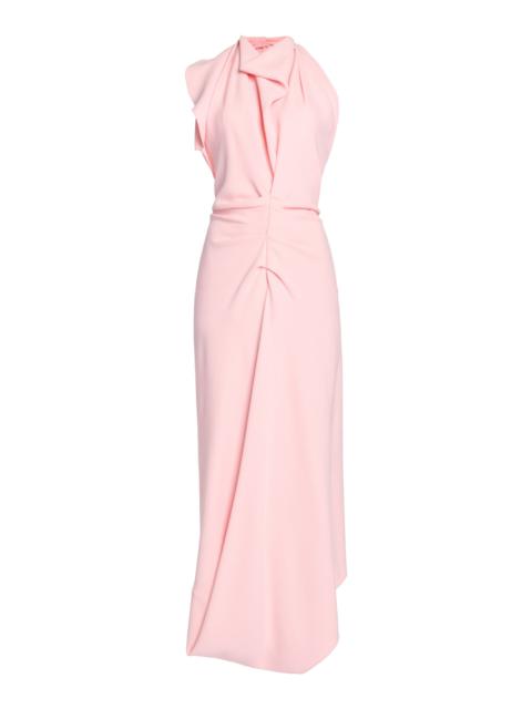 Open-Back Scarf-Detailed Midi Dress pink