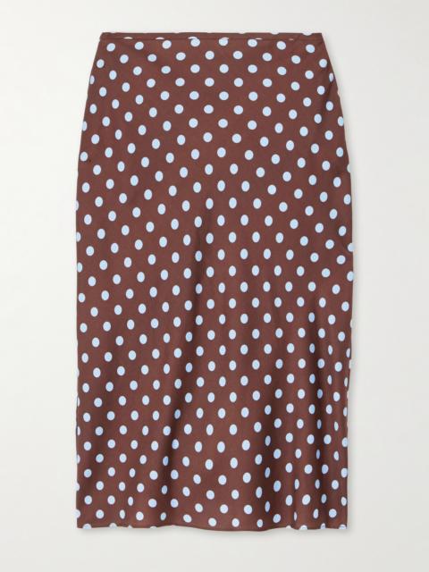 Leo Polka-dot Tencel-blend Satin Midi Skirt
