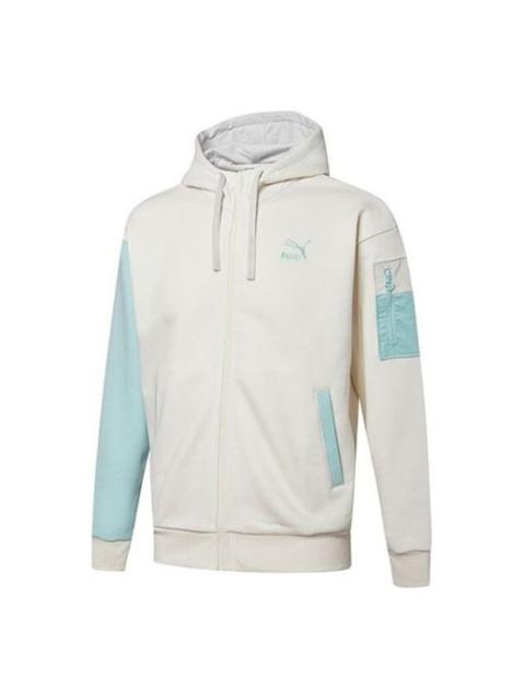 PUMA Retro Colorblock Knit hooded logo Jacket White 534813-93