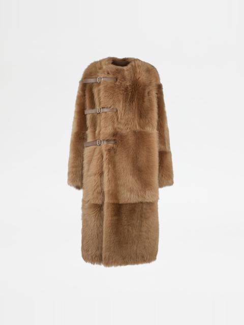 OVER COAT IN SHEARLING - BROWN