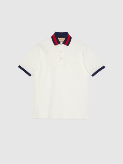 Cotton piquet polo with Web collar