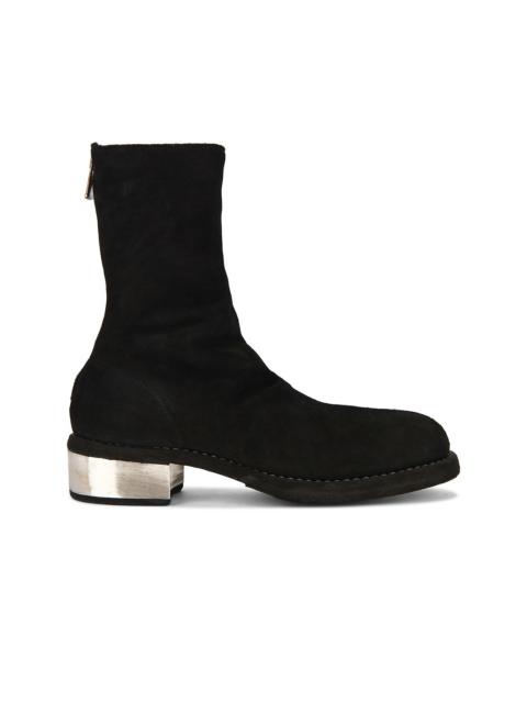 Metal Heel Back Zip Boot
