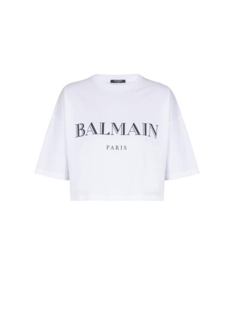 Boxy cropped T-shirt with Balmain print