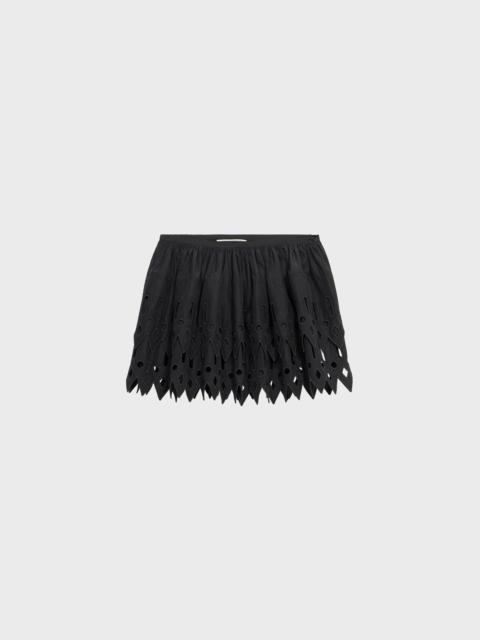 SHORT TAFFETA SKIRT WITH RUFFLE AND EMBROIDERY