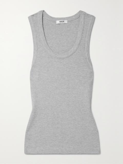 Poppy Ribbed Stretch Organic Cotton And Tencel Lyocell-blend Jersey Tank