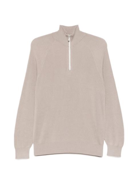 ribbed half-zip sweater