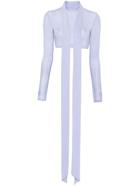 long-sleeve scarf crop top