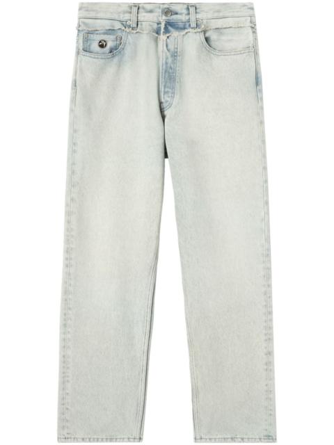frayed straight-leg jeans