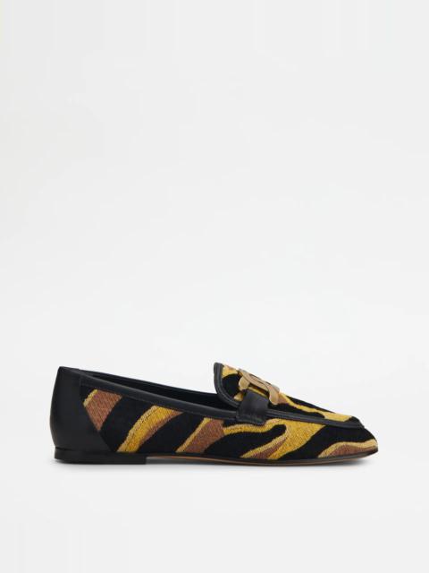 KATE LOAFERS IN FABRIC AND LEATHER - BLACK, YELLOW, BROWN