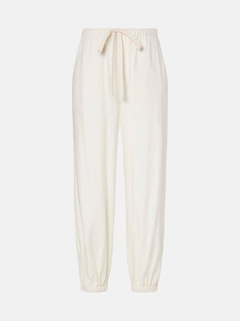 Bubble twill wide-leg pants