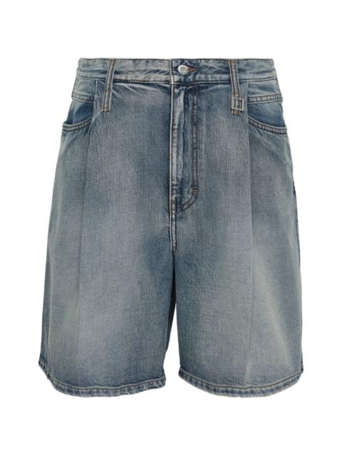 pleated-detail denim shorts