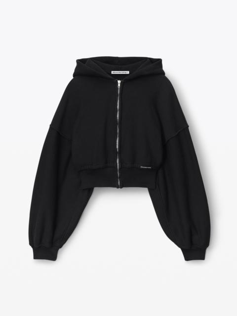 cropped zip up hoodie in classic terry