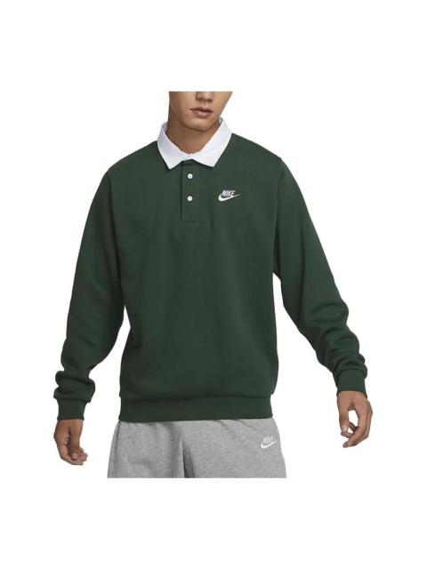 Nike Club Fleece Bushed Back Long Sleeve Polo Shirt 'Green' DX0538-323