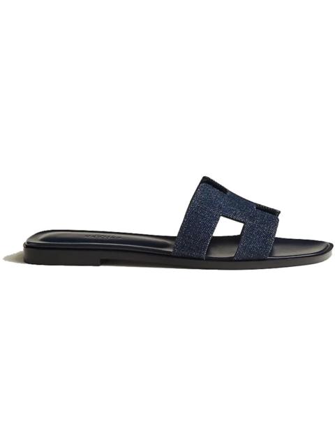 Hermes Oran Sandal Bleu Brut Denim