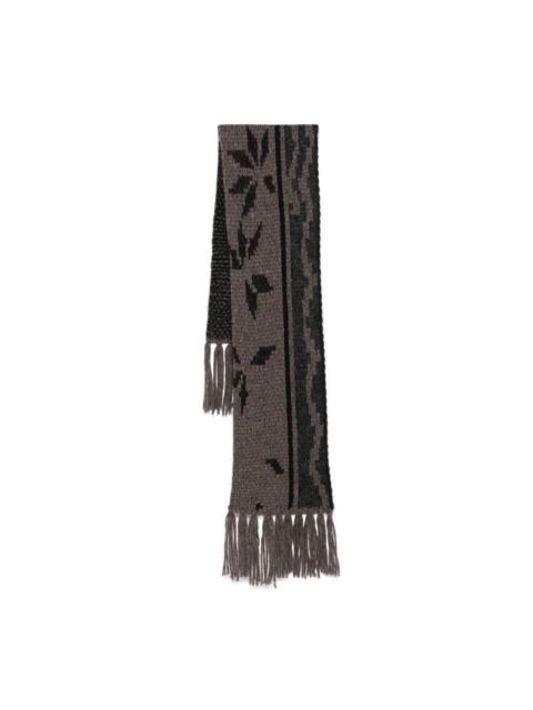 floral-pattern fringed scarf