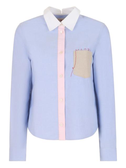 contrast-collar oxford shirt