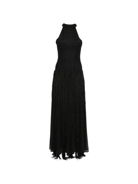 fringed halterneck maxi dress