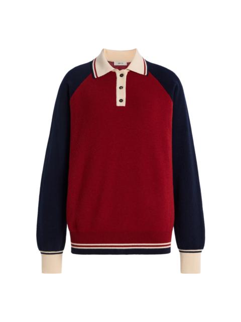 Yale Relaxed Wool Polo Top burgundy