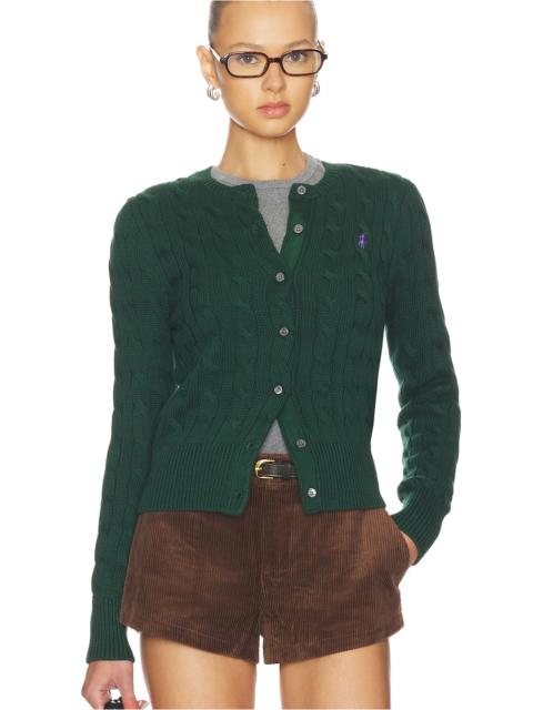 Cable Knit Cotton Crewneck Cardigan