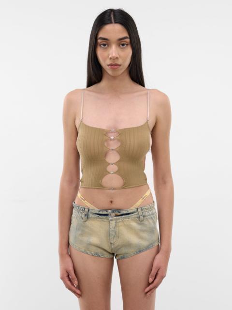 Coffee Sheer String Tank Top