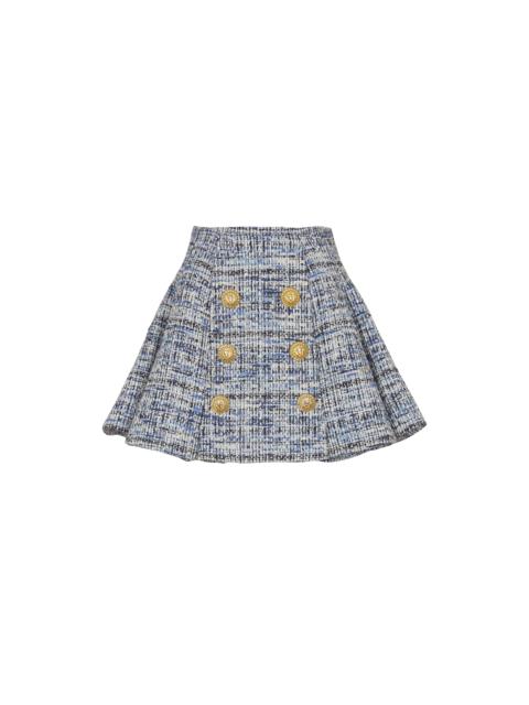 Pleated flared tweed skirt