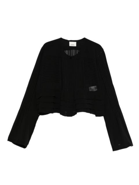 pleated-panel blouse