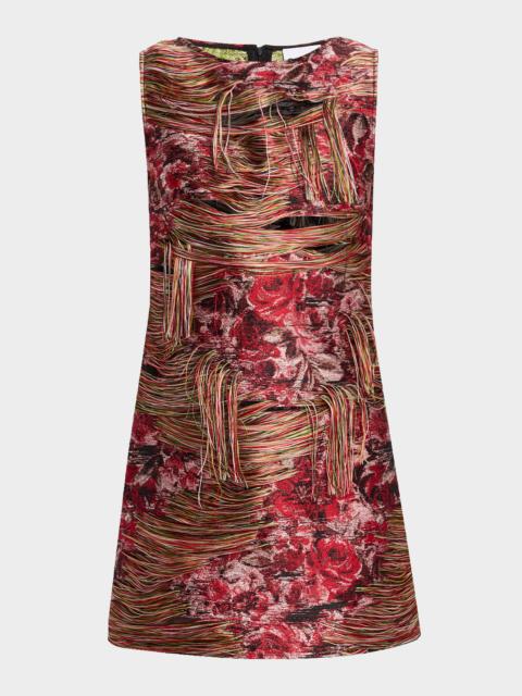 Fringed Tapestry Jacquard Sleeveless Mini Dress