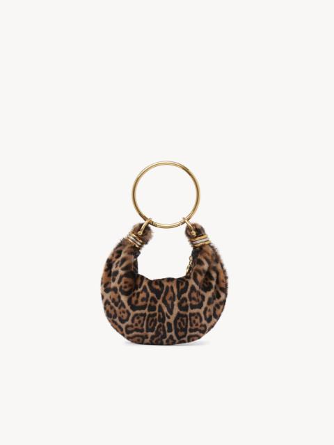 MINI BRACELET HOBO BAG IN LEOPARD-PRINT SHEARLING