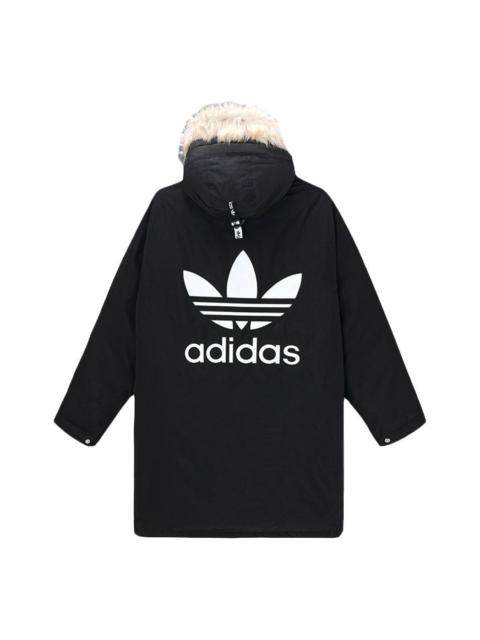 adidas originals Down Fur Parka Casual Sports Stay Warm hooded down Jacket Black GE1316