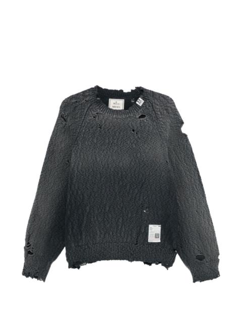 distressed crew-neck sweater