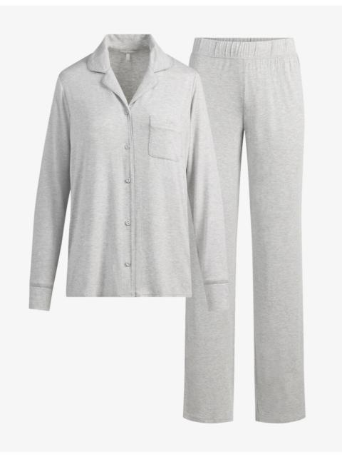 Long-Sleeve Button-Up Modal-Jersey Sleep Set