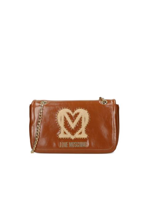 logo-plaque studded shoulder bag