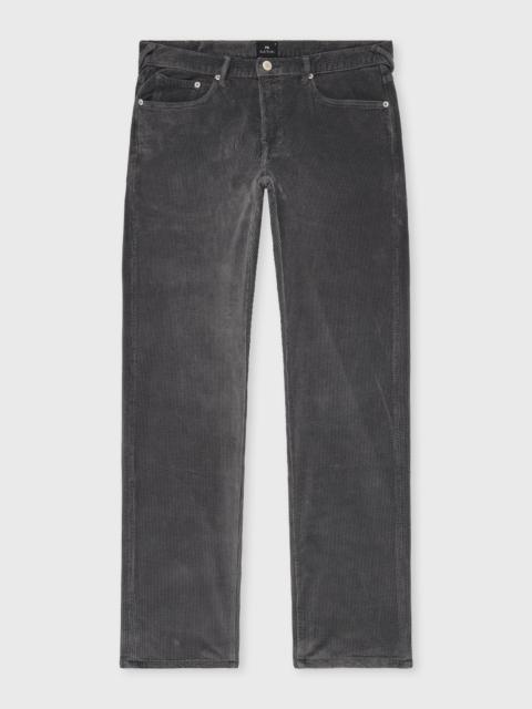 Relaxed Tapered-Fit Smoke Grey Corduroy Trousers