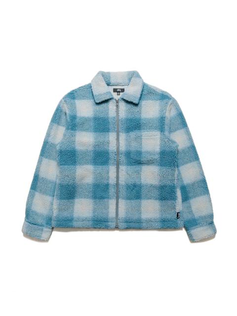 Stüssy Zip Sherpa Shadow Plaid Light Blue