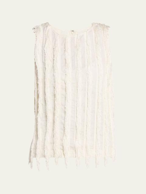 Sleeveless Fringe Stripe Top
