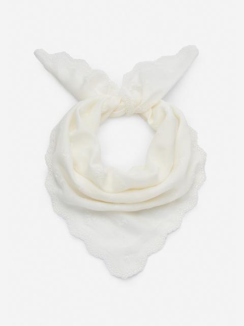 Embroidered silk-blend square scarf in white