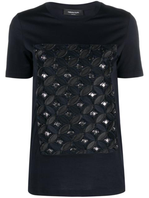 patterned-jacquard crew-neck T-shirt