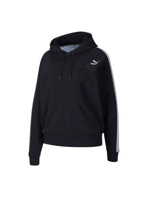 (WMNS) PUMA Small Logo Hoodie 'Black White' 597447-01