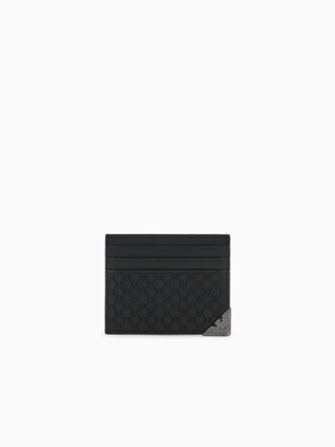 ALL-OVER EMBOSSED PATTERN LEATHER CARD HOLDER